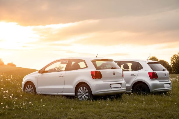 Two VW Polos in sunset